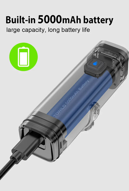 TOWILD 1600LM Bicycle Front Light — 5000mAh IPX6 Aluminum MTB & Road Bike Headlight with Type-C Charging