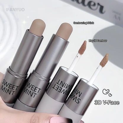Moisturizing Matte Contour Stick - Waterproof Concealer Highlighter for 3D Nose Shadow Face Sculpting Makeup