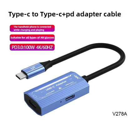 AR Glasses Hub Multi-Device USB-C to HDMI Adapter – Type-C Video Converter with Charging Support for XREAL, RayNeo & Nintendo Switch