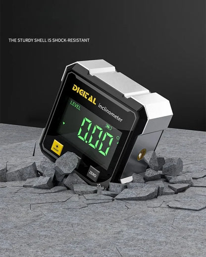 Pocket Digital Level Protractor — Professional 360° Magnetic Inclinometer with Digital Display & Laser Angle Gauge