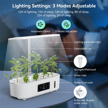 Hydroponics Indoor Herb Garden Kit – LED Grow Light, Quiet Smart Water Pump, Automatic Timer for Easy Plant Growing