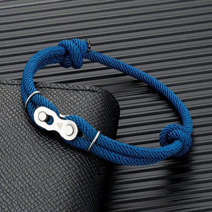 MKENDN Men’s Punk Bicycle Chain Rope Bracelet — Adjustable Nautical / Mountain Bike Magic Buckle