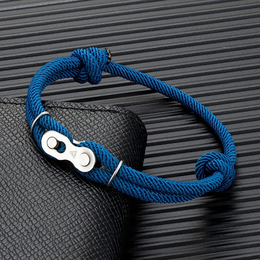 MKENDN Men’s Punk Bicycle Chain Rope Bracelet — Adjustable Nautical / Mountain Bike Magic Buckle