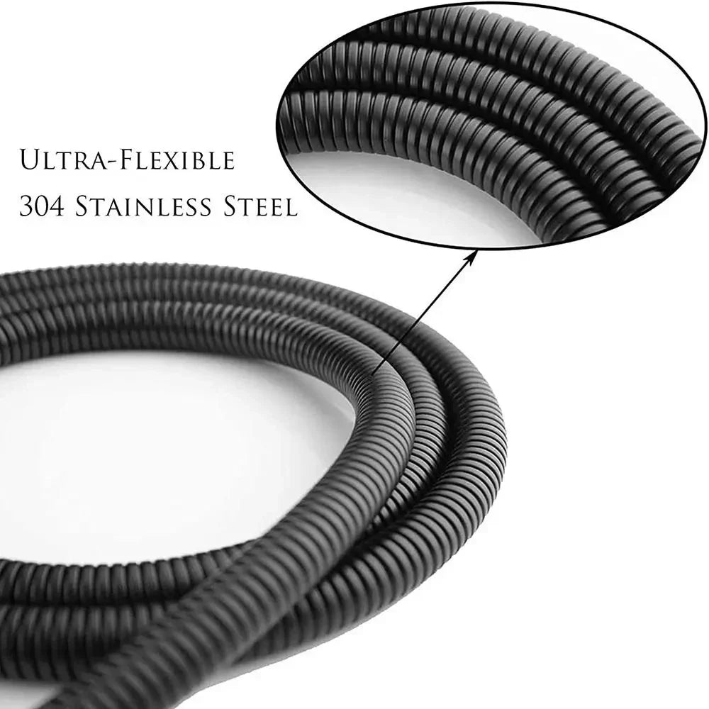 New 1.5/2/3M Flexible Shower Hose — Black SUS304 Stainless Steel Bathroom Water Extension Pipe and Bath Accessories