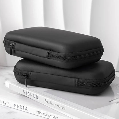 Portable Mini 3C Hard Shell Storage Bag - Artificial Leather Organizer for Earphones, Chargers, Data Cables, and U Disks