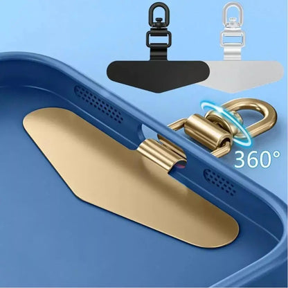 Upgraded 360° Rotatable Stainless Steel Phone Tether Tab - Metal Patch Gasket & Cellphone Lanyard Safety Connector Piece
