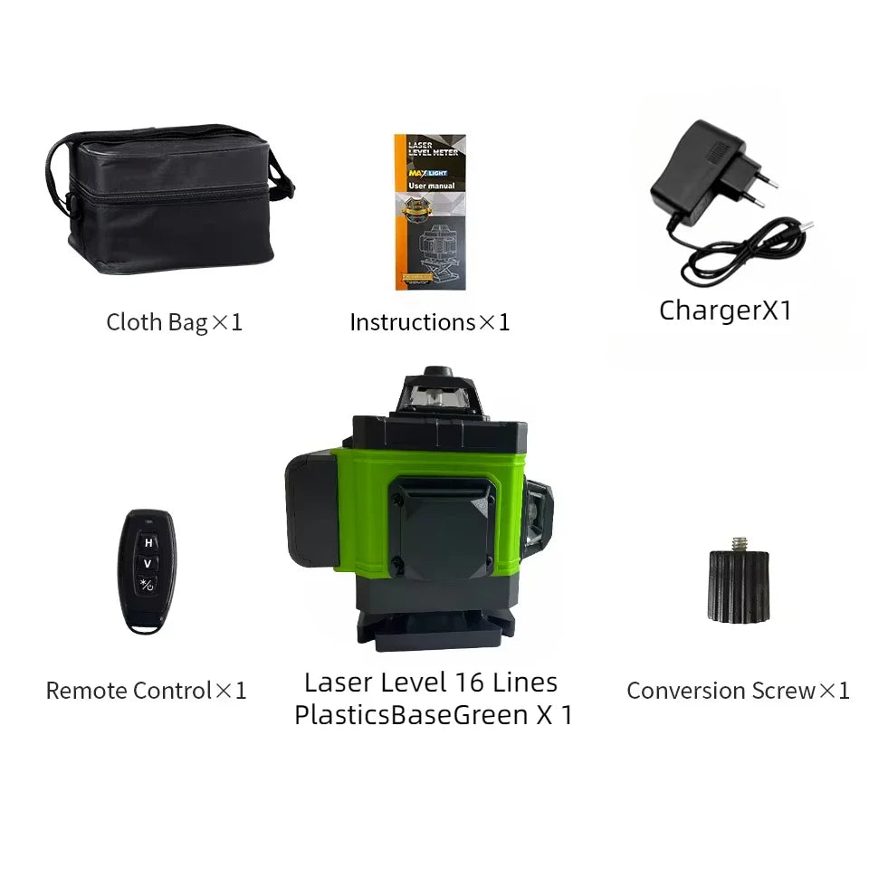 16-Line Green Laser Level — Professional Self-Leveling 360° Tripod Laser Nivel Autonivelant