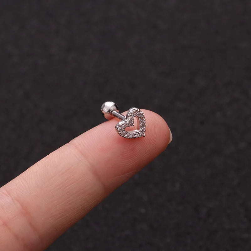 Crystal Flower Tragus Piercing Earring – 16G Cross Cartilage, Helix, Conch, Rook, Lobe & Labret Stud Jewelry