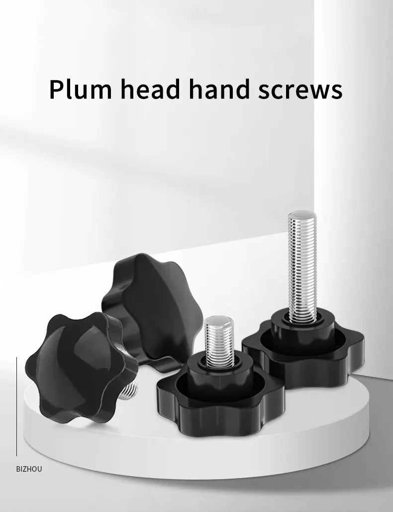 Plum-Handle Six-Star Bakelite Star Knob Screw — Manual Tightening Plastic Plum Handle M5/M6/M8, 8–70mm