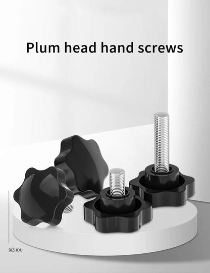 Plum-Handle Six-Star Bakelite Star Knob Screw — Manual Tightening Plastic Plum Handle M5/M6/M8, 8–70mm