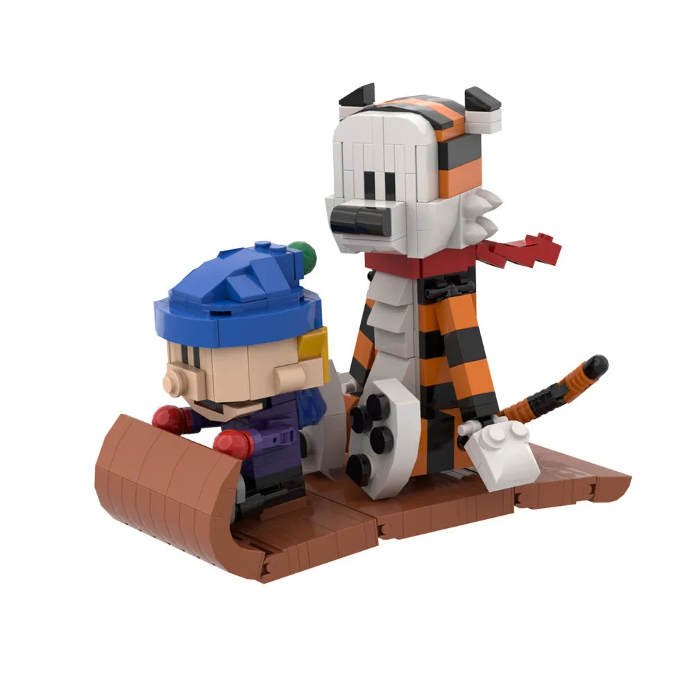 Gobricks MOC Calvin and Hobbes Building Block Set – Classic Comic Cartoon Tiger Model Toy Gift for Kids