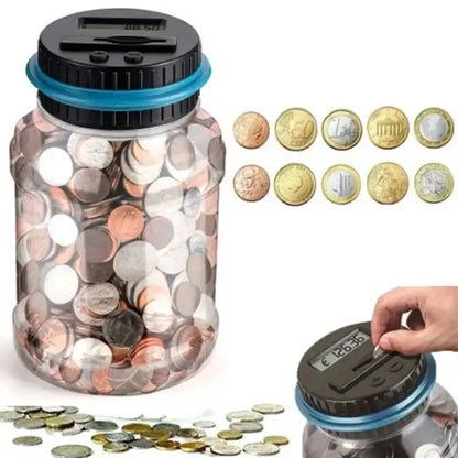 Intelligent Coin Bank with LED Display – Automatic Coin Counter & Storage for Pound, Dollar, Euro