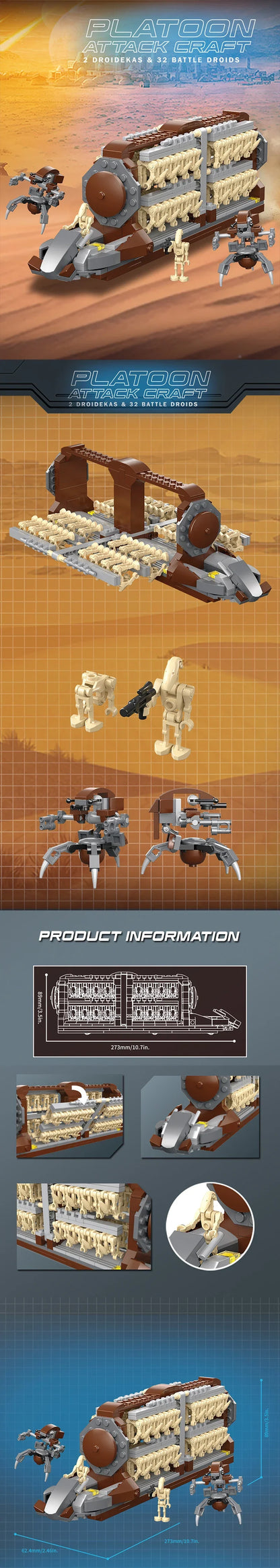 Platoon Attack Craft Droid Building Toy – DIY Star Army Model Blocks Set, Christmas Gift for Boys, Kids, and Adults