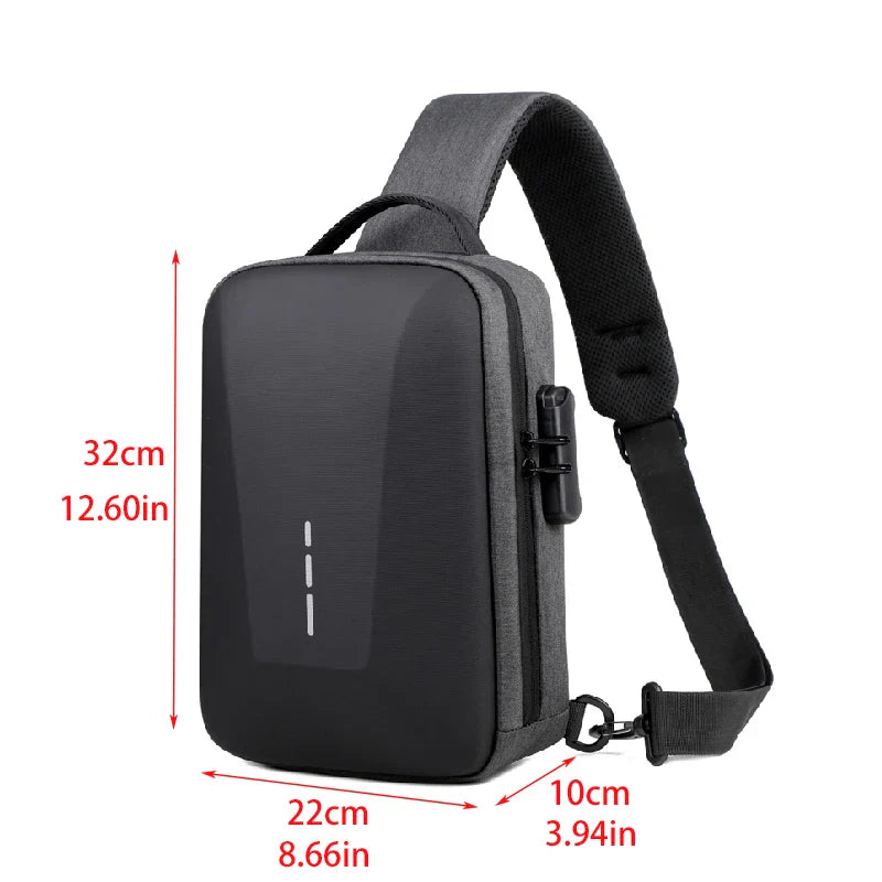 Anti-Theft Combination Lock Chest Bag with USB Charging Port – Men's Fashion Crossbody Travel Shoulder Bag