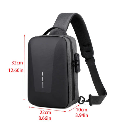 Anti-Theft Combination Lock Chest Bag with USB Charging Port – Men's Fashion Crossbody Travel Shoulder Bag
