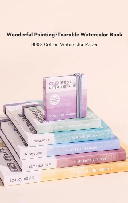 100% Cotton Mini Watercolor Paper Book – 300gsm Tearable Sketchbook Journal for Drawing & Painting