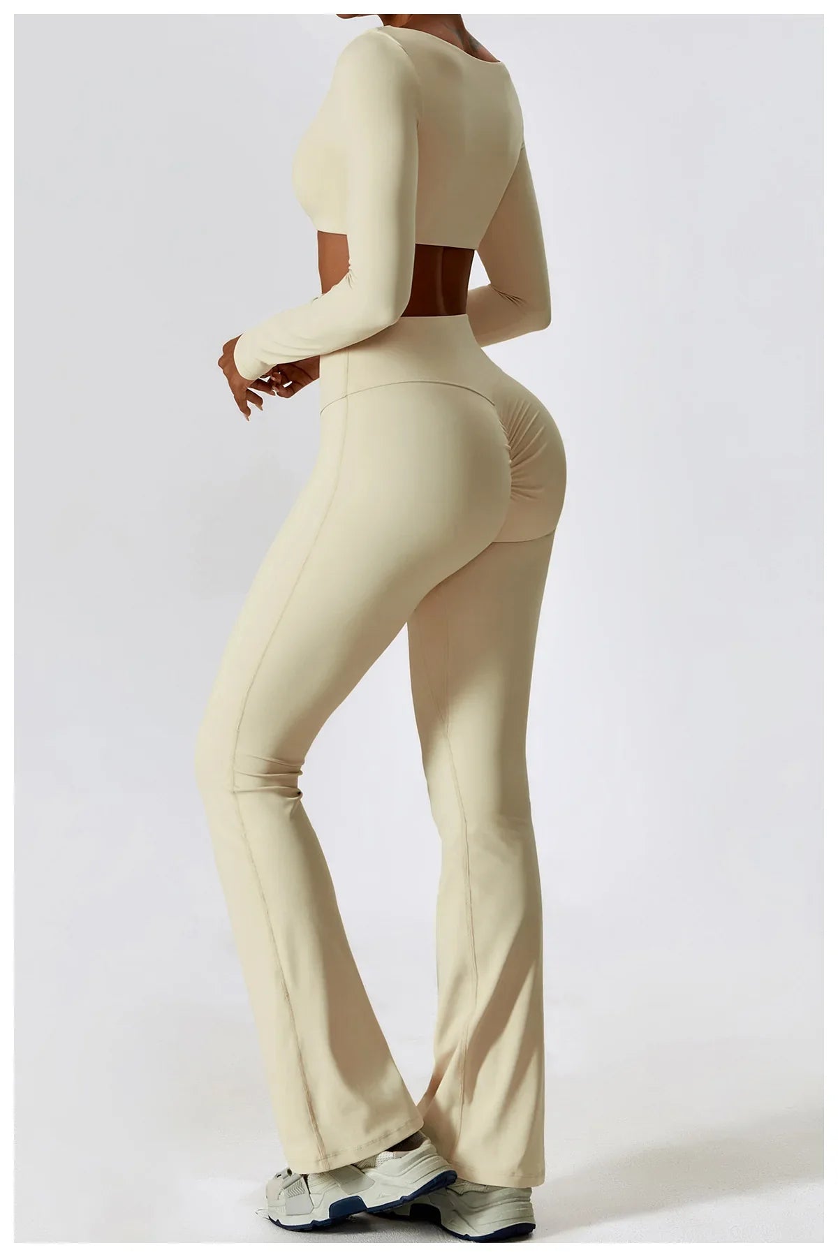 2PCS Seamless Women’s Yoga Set – Long Sleeve Crop Top & Leggings Workout Outfit, Athletic Gym Sportswear