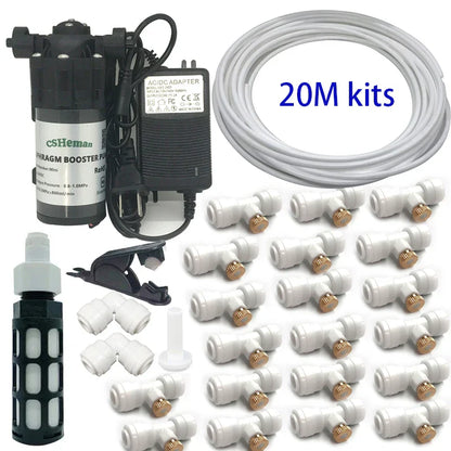 DIY Quiet Misting Cooling Kit – DC24V Pump Fog Nozzle Sprayer System for Patio, Garden, Greenhouse & Backyard Cooling