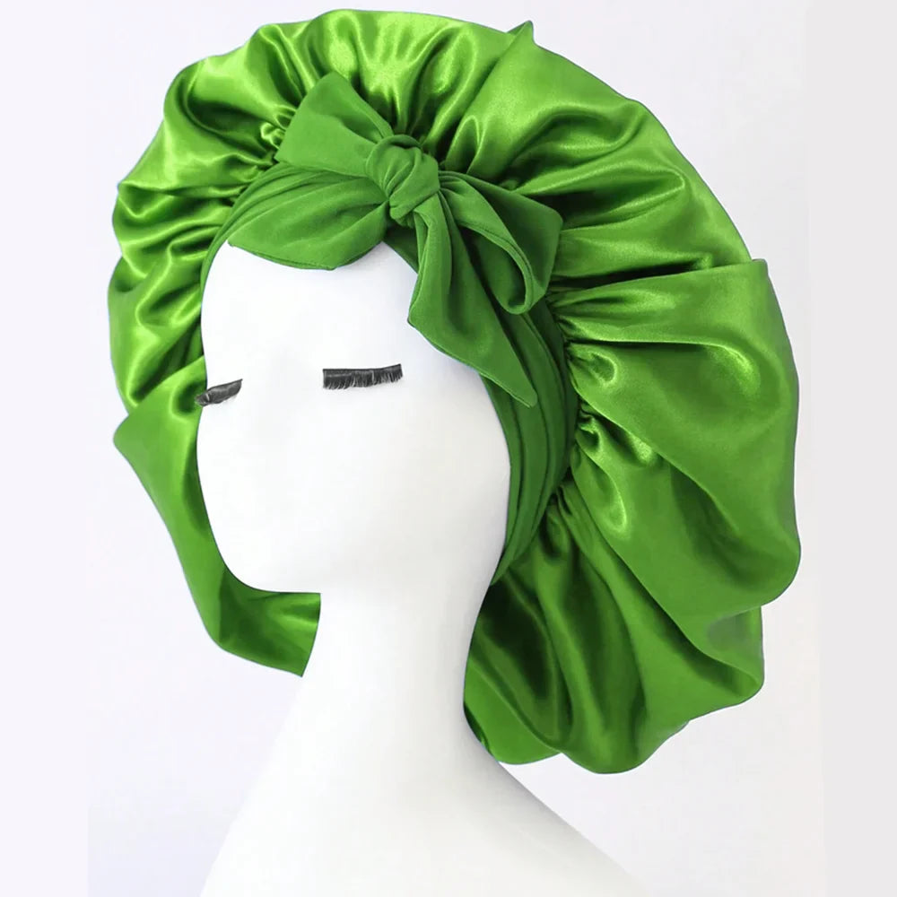 Satin Silk Bonnet – Adjustable Sleeping Hair Bonnet with Tie Band for Women & Men