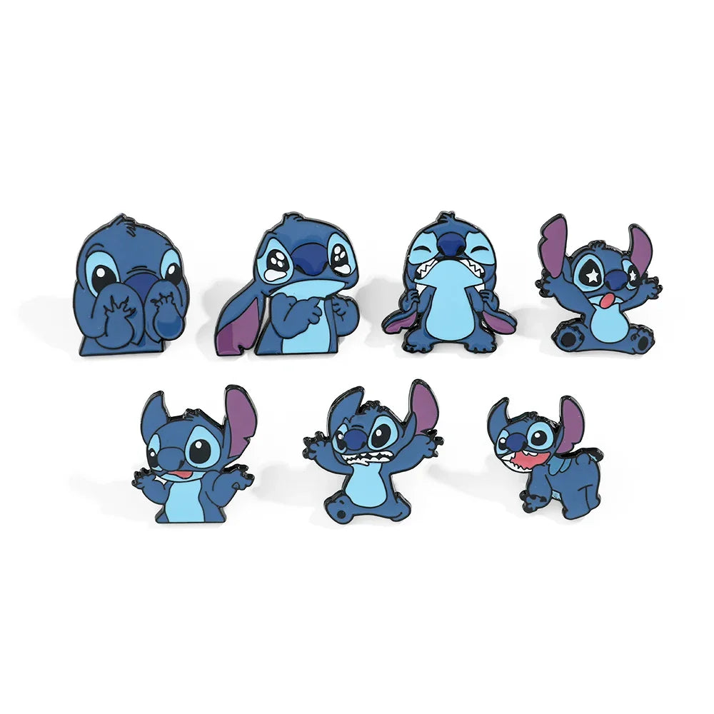 7 Pcs Lilo & Stitch Enamel Pins Set | Creative Stitch Brooches for Backpacks, Clothing & Accessories