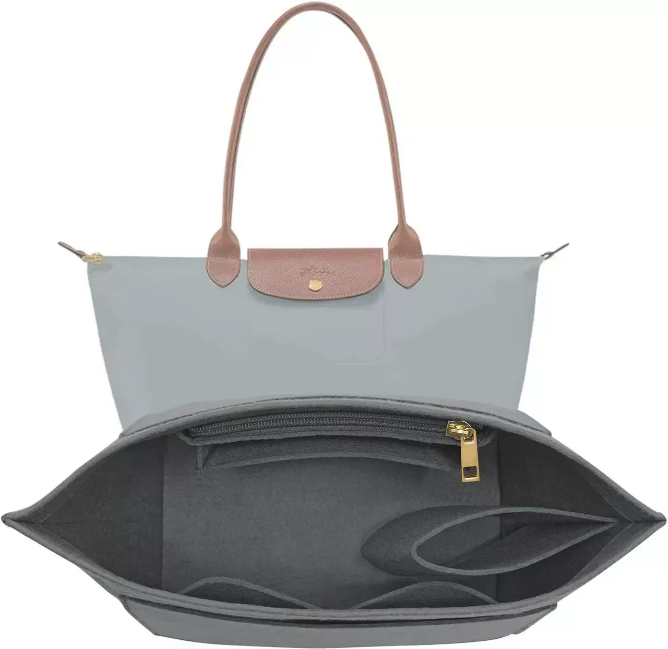Longchamp Le Pliage S/ML Purse Organizer Insert — Custom Felt Liner with Multi-Compartment Bag Organizer