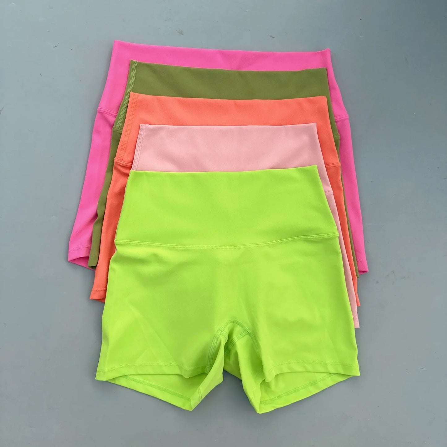 Women's High Waist Athletic Yoga Shorts – Solid Color Squat Proof Fitness Shorts for Running, Cycling & Training