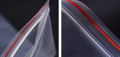 100pcs 50 Micron Clear PE Zip Lock Bags – Reclosable Plastic Pouches for Candy, Cookies & Dried Fruits