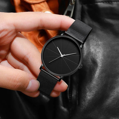 Men’s Minimalist Ultra-Thin Quartz Watch – Stainless Steel Mesh Band Business Fashion Wristwatch