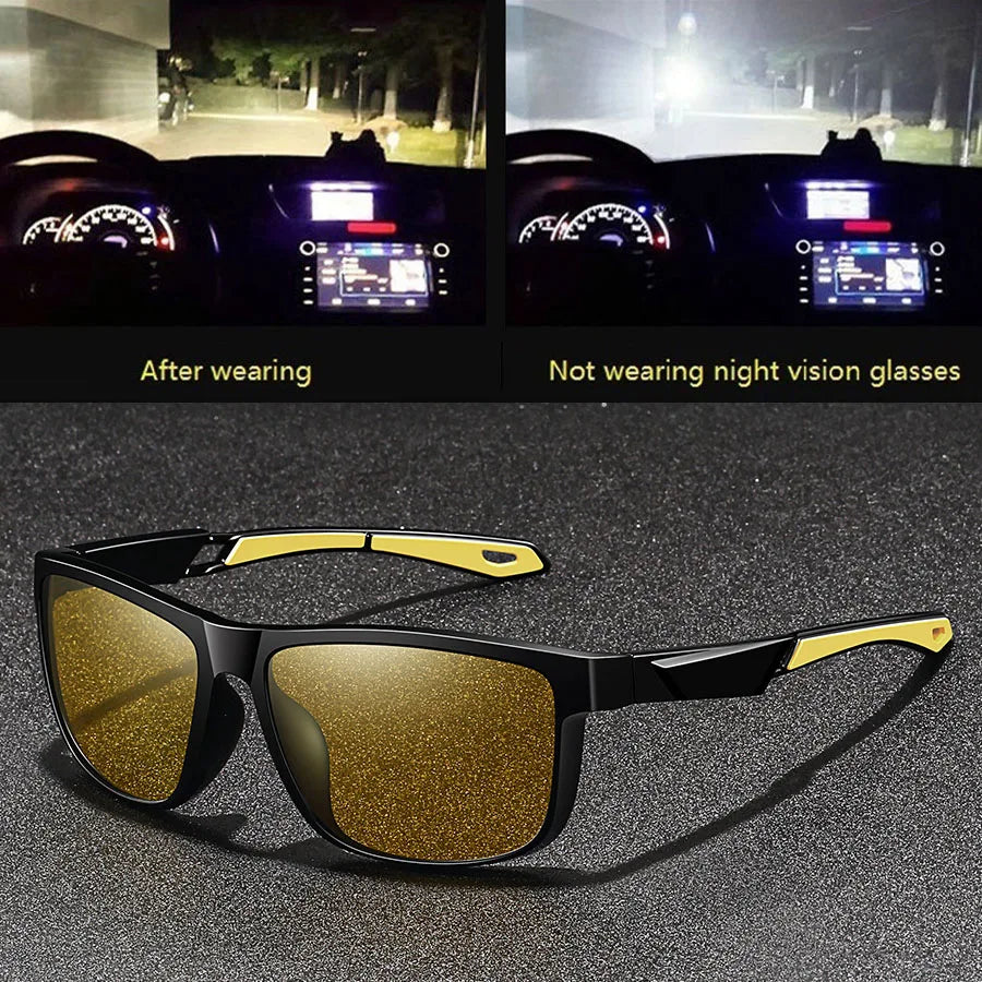 Vintage Square Frame Night Vision Glasses – Unisex Anti-Glare, Anti-Reflective UV400 Eyewear