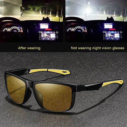 Vintage Square Frame Night Vision Glasses – Unisex Anti-Glare, Anti-Reflective UV400 Eyewear