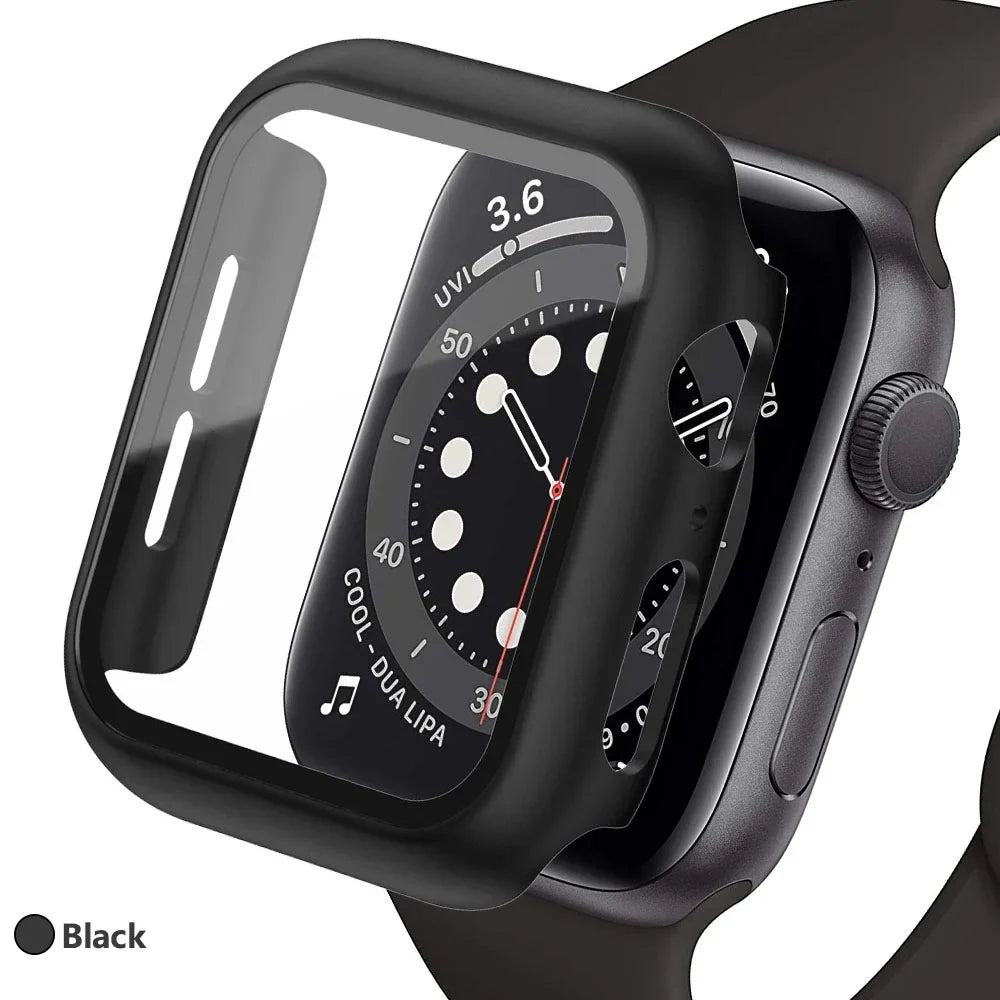Tempered Glass Screen Protector Case for Apple Watch - Series 8 7 6 SE 5 4 3 Protective Cover Accessories 41mm 40mm 44mm 45mm 42mm
