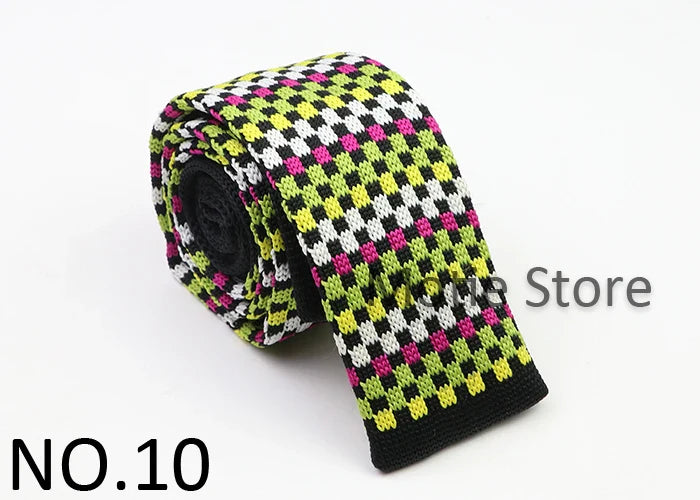 Classic Knit Neck Tie for Men — 6cm Plaid & Dots Casual Business Wedding Tie