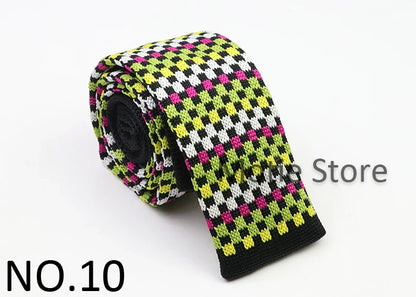 Classic Knit Neck Tie for Men — 6cm Plaid & Dots Casual Business Wedding Tie