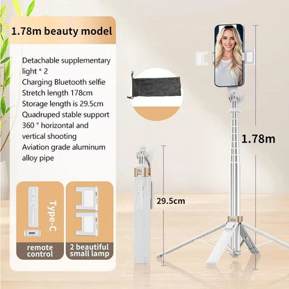 Xiaomi Tripod Selfie Stick – Bluetooth Mobile Tripod Stand with Remote Control, Ring Light & Telescopic Rod