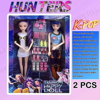 NEW KPop Demon Hunters Doll Toy — Rumi Mira Zoey Action Figure, Princess Baby Girl DIY Plastic Toy for Girls