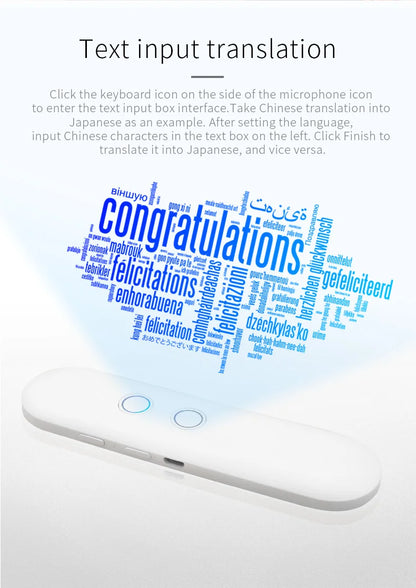 2024 T4 Portable Wireless Smart Translator - Two-Way Instant Voice Translation in 40 Languages, Bluetooth Multi-Language App
