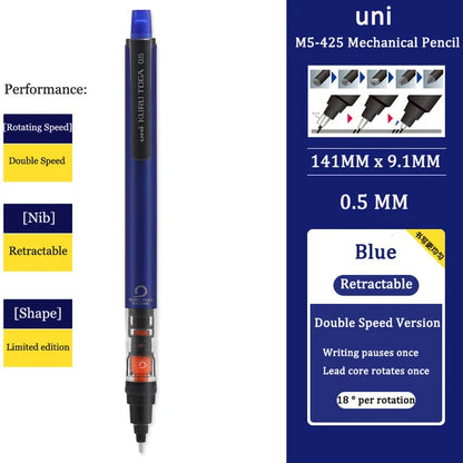 UNI KURU TOGA M5-452 Mechanical Pencil 0.5mm – Rotating Lead Automatic Pencil for Continuous Writing & Sketching
