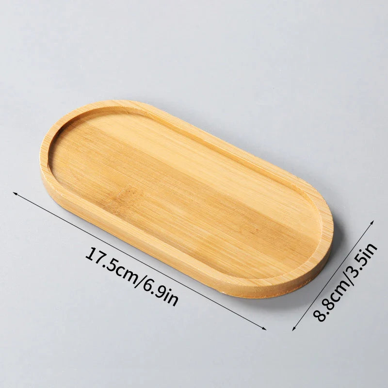 Mini Bamboo Tray Coaster – Wooden Saucer Plate for Flower Pots, Cups, and Coffee, Creative Kitchen & Home Decor Mat
