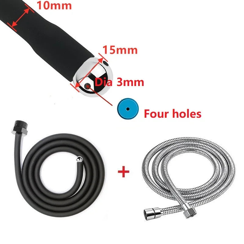 Silicone Enema Syringe & Anal Cleaning Set – Douche, Shower Head, Beads & Nozzle Attachment, 25–200cm