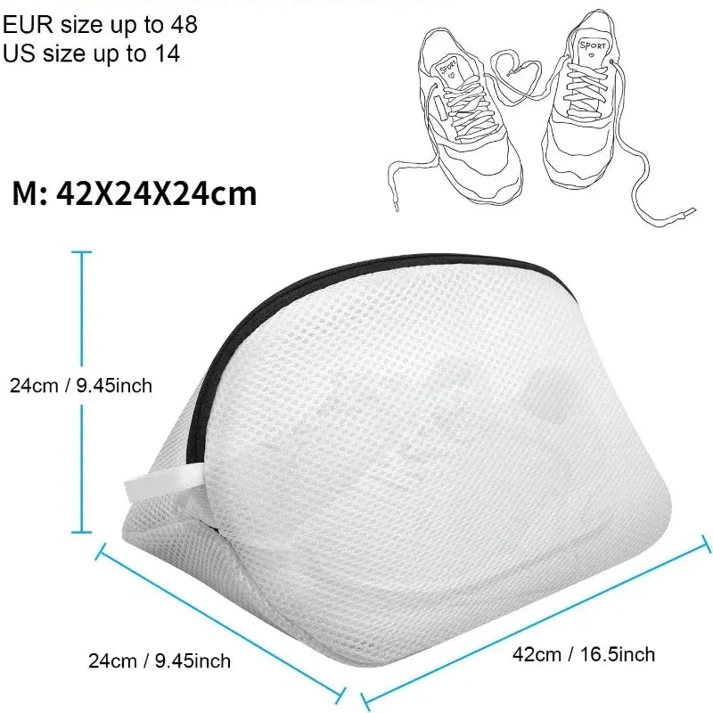 Mesh Laundry Bag for Shoes – Zippered Washing Machine Shoe Storage, Protective Clothes Organizer Box