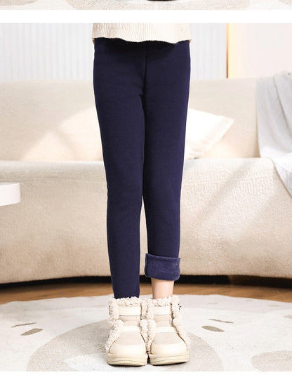 Winter Girls’ Fleece-Lined Thickened Trousers – Slim-Fit, Elastic Candy-Colored Pants to Keep Your Princess Cozy