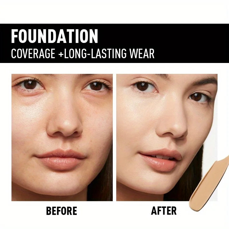 PECOLOVERS Matte Liquid Foundation – Oil-Control, Waterproof Full Coverage Concealer for All Skin Tones