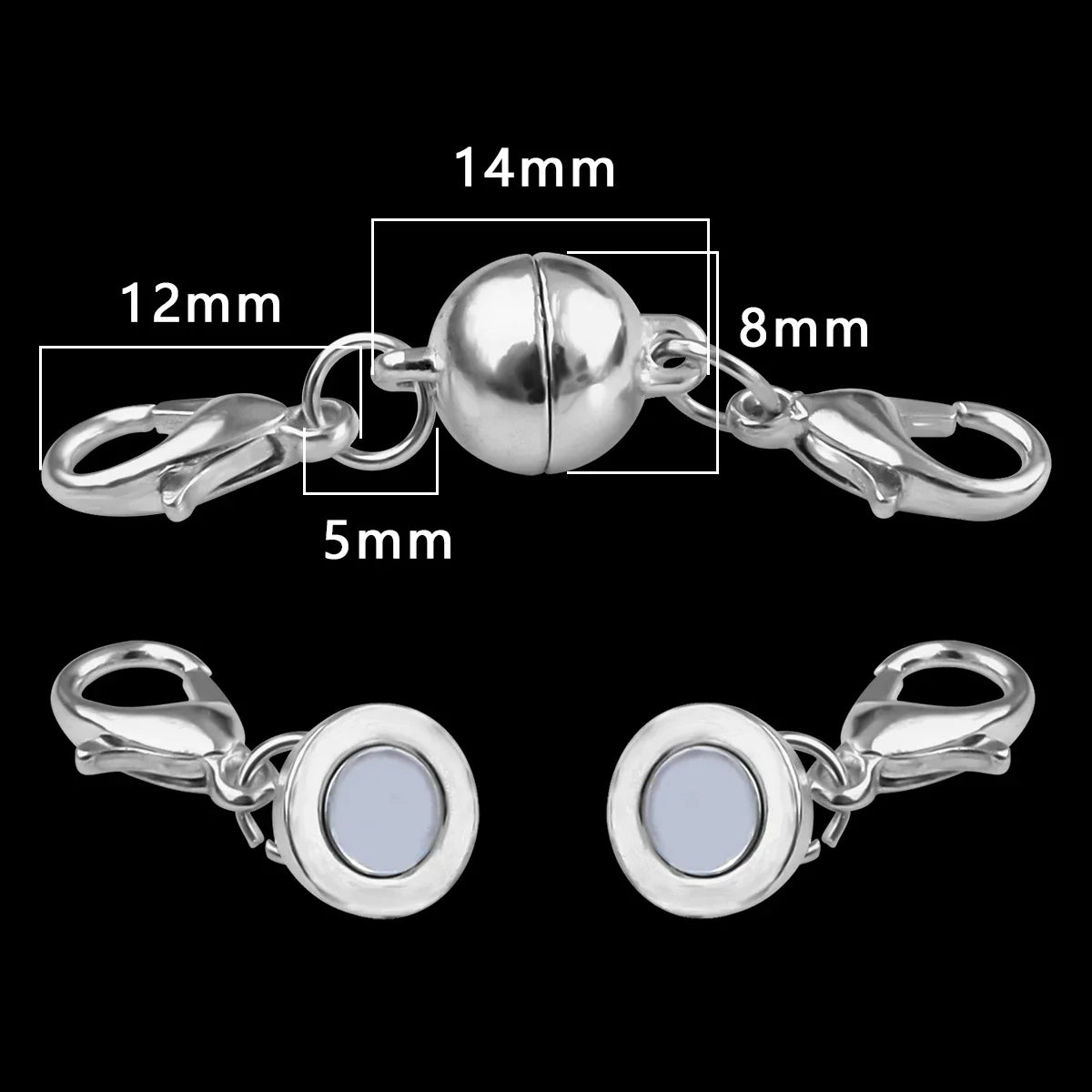 Magnetic Jewelry Clasp - Strong Metal End Connectors with Lobster Clasp for DIY Bracelets & Necklaces