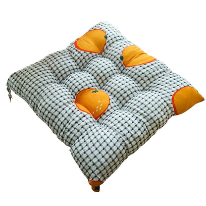 40cm Square Chair Cushion – Thickened Linen Stool Pad with Anti-Skid Strap, Backrest Pillow for Home & Office Chair