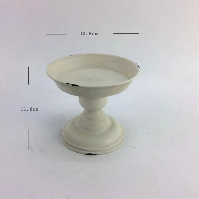 Old Goblet Antique Flower Vase – White Retro European Iron Table Arrangement Container with Handles