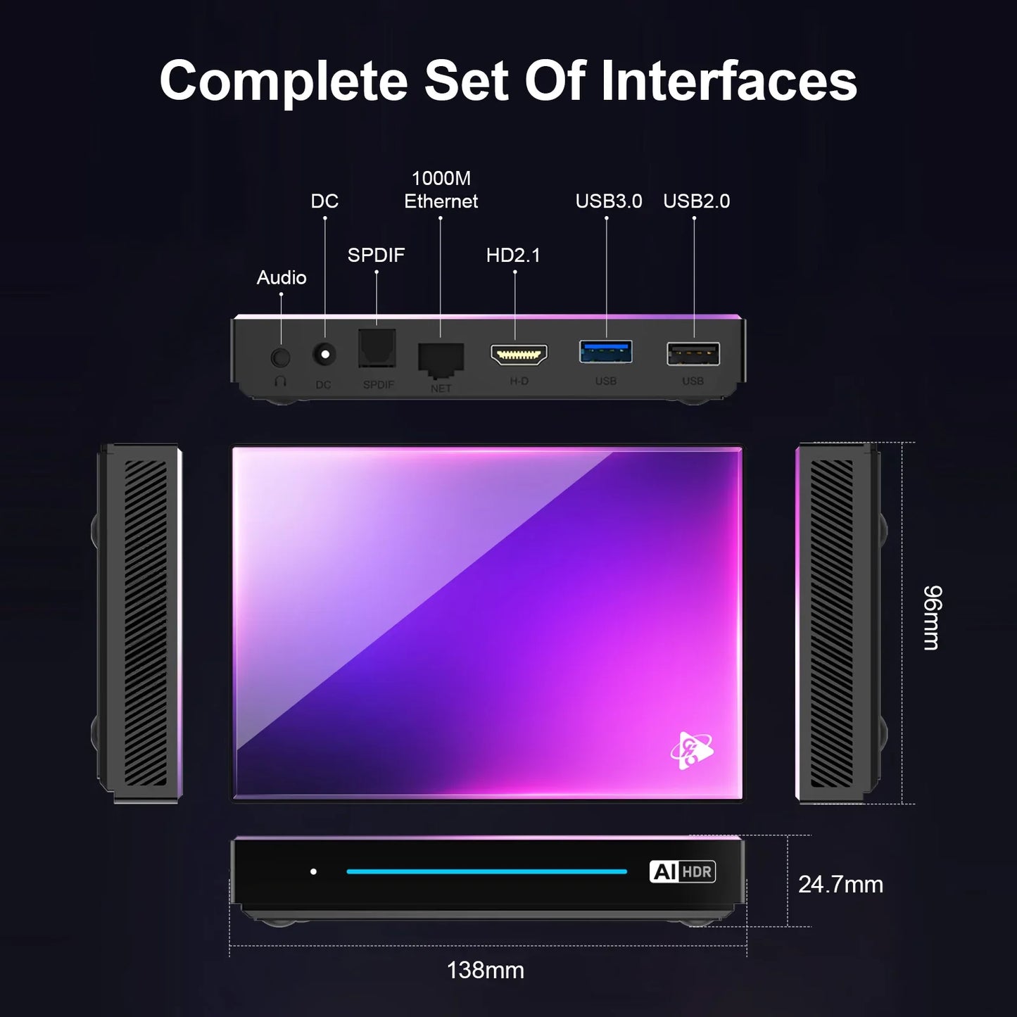 H96 MAX M9 AI Android 14 TV Box, 8-Core Rockchip RK3576, Wifi6, BT5.4, 4GB/64GB & 8GB/128GB, 8K 120fps Streaming, 1000M LAN