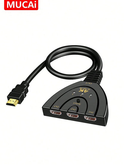 3-Port HDMI KVM Switch 1080P – 3 Input 1 Output Video Splitter Hub for HDTV, DVD, Xbox, PS3 & PS4