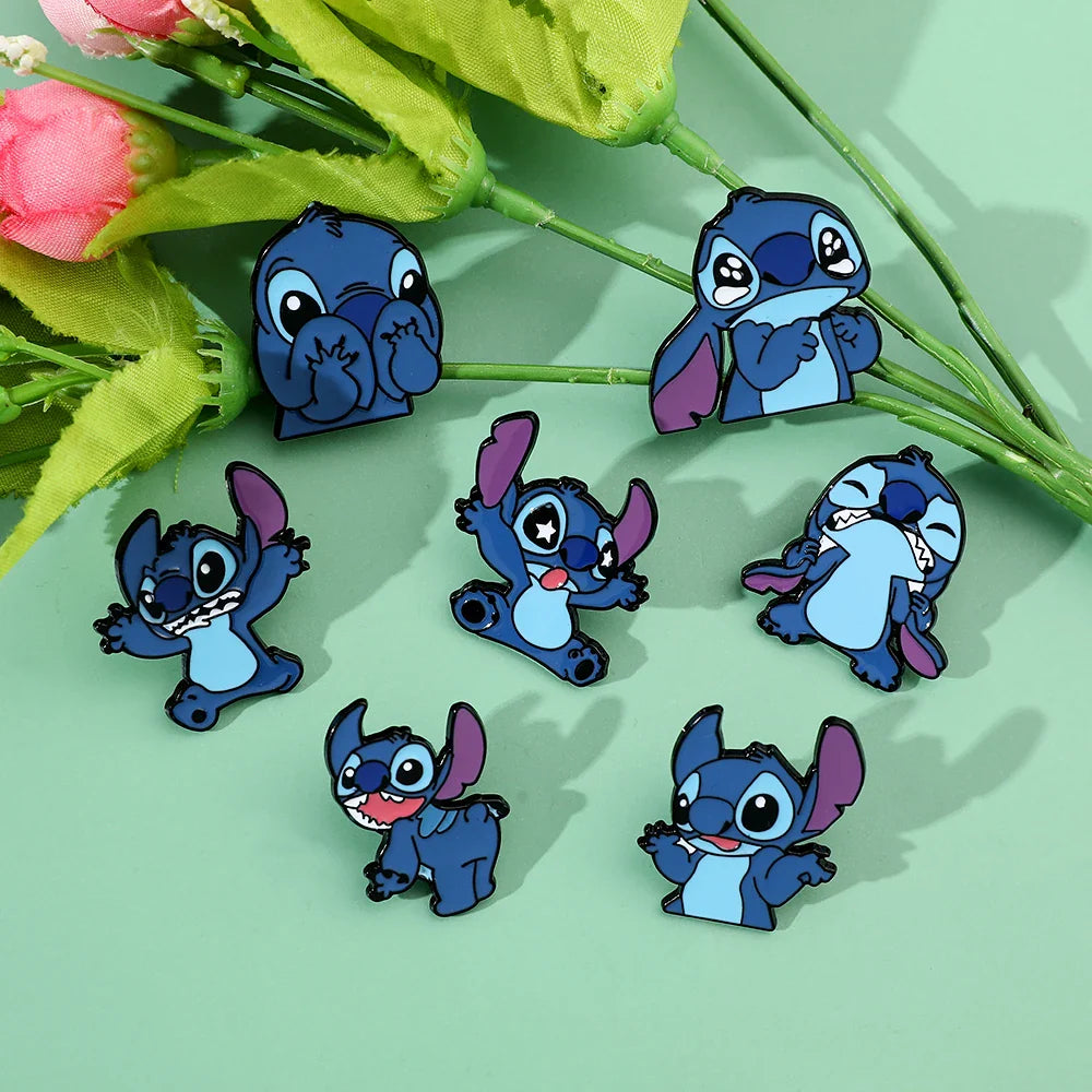 7 Pcs Lilo & Stitch Enamel Pins Set | Creative Stitch Brooches for Backpacks, Clothing & Accessories