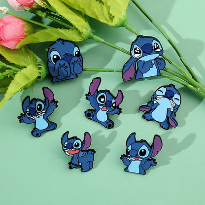7 Pcs Lilo & Stitch Enamel Pins Set | Creative Stitch Brooches for Backpacks, Clothing & Accessories