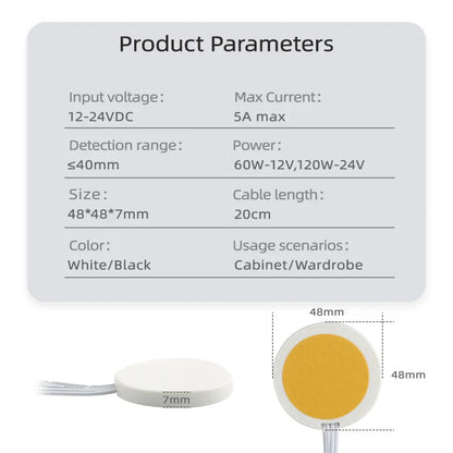 DC 12V/24V Touch Sensor Switch – 5A 60W Penetrable Smart Touch Switch for Cabinet & LED Lighting